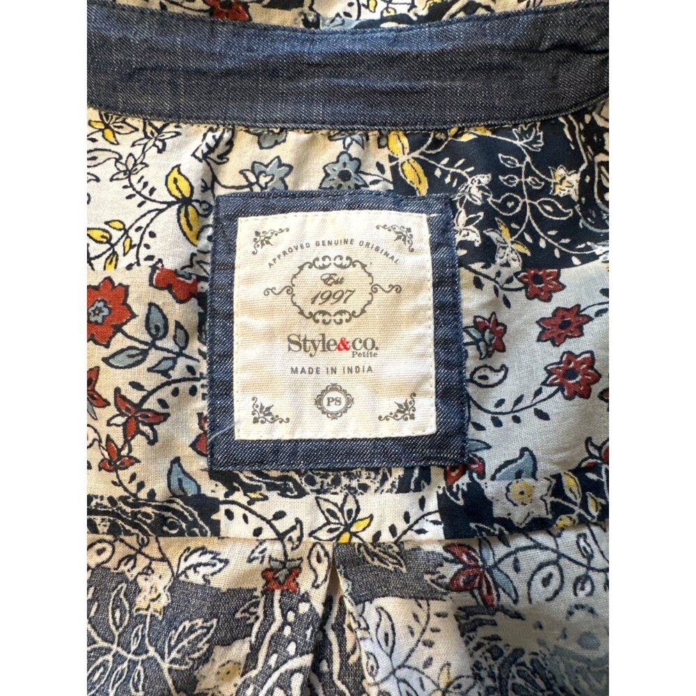 Style & Co Womens Floral Patchwork Button-Up Shirt P/S Casual Top 100% Cotton Lo - Picture 5 of 5